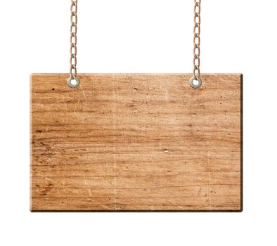 Wood sign isolated on white with clipping path.