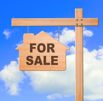 Real estate sign sky background, clipping path.