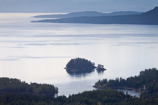 Sunshine Coast fiords and Pacific ocean at west coast of western province of beautiful British Columbia, Canada.