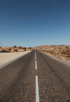 lonely desert highway the sahara desert, north africa