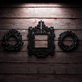 Retro frame on wooden wall