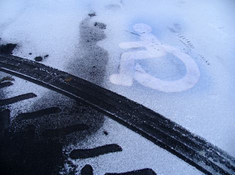 Parking space for disabled at wintertime.