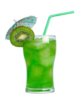 Kiwi cocktail on white background