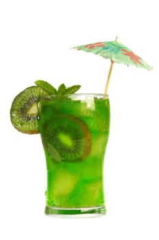 Kiwi cocktail on white background