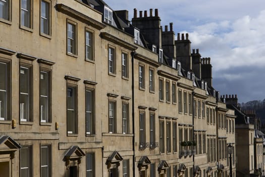 Georgian style architecture in a residential street in the historic city of Bath in Somerset, England, United Kingdom