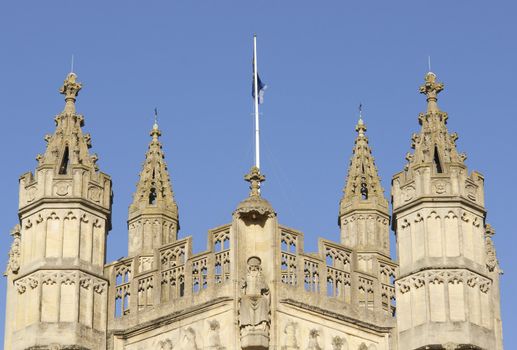 Detail of the main of tower of Bath Abbey. 16th Century church, Bath, Somerset, England, United Kingdom