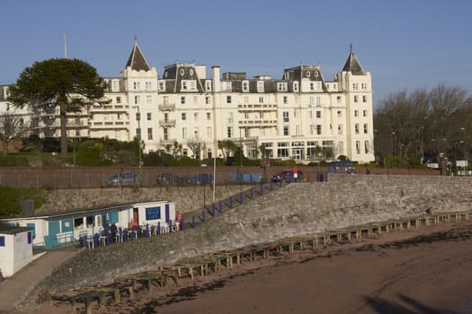 The Grand Hotel overlooking the beach in the seaside resort of Torquay, Devon, England
