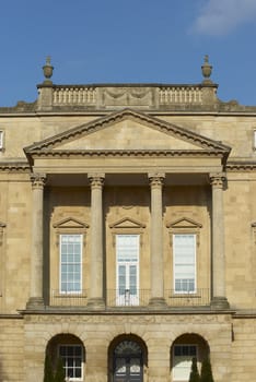 Holbourne Museum in Bath, England. Historic Georgian style building with colonnaded portico.