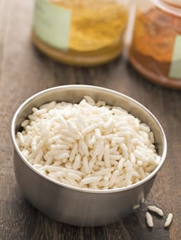 close up of a bowl of puffed rice