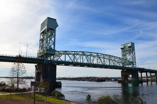 A draw bridge across the Cape Fear River in North Carolina