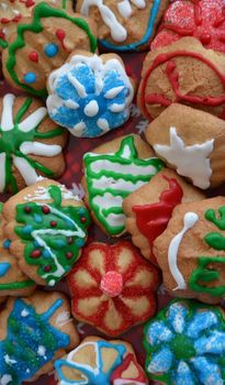 Home made christmas cookies decorated for the holidays