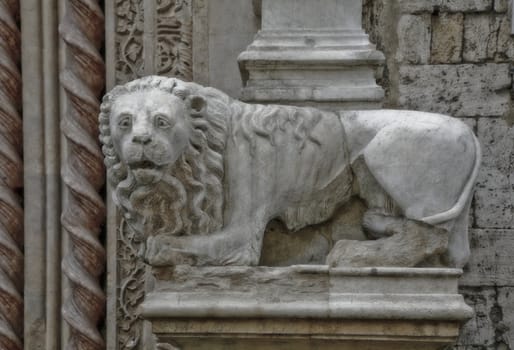 Old stone lion - Perugia - Umbria, Italy. Soft focus.