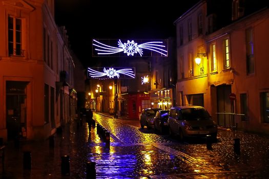 Christmas night in Bayeux. Normandy, France