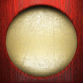 wood on golden wall made in 3D