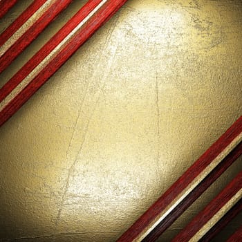 wood on golden wall made in 3D