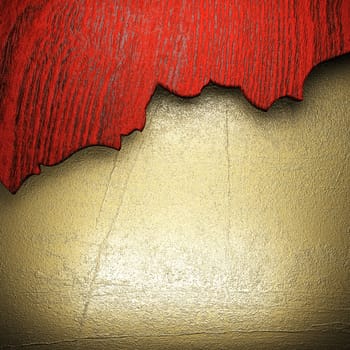 wood on golden wall made in 3D