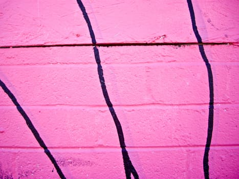 Pink wall with blue lines