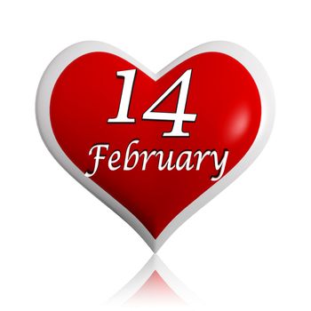 14 February 3d red heart banner with white text, seasonal holiday concept