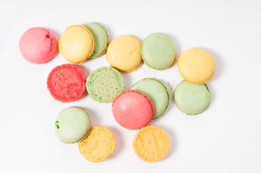 Macaron cookies in studio on light background