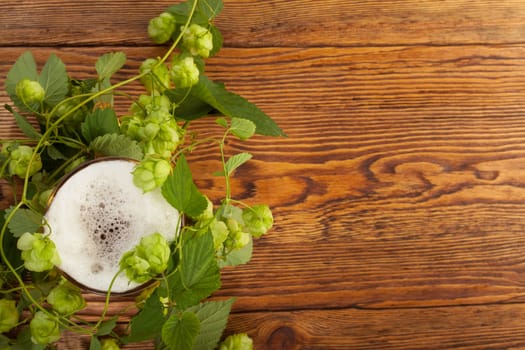 Image of a pint with a hop plant around it