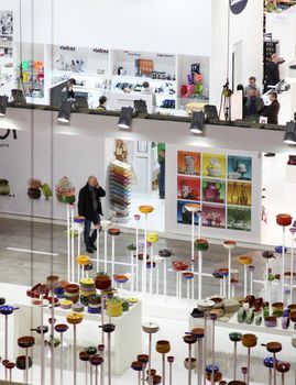 People visiting home accessories and furnishing stands at Macef, International Home Show Exhibition January 24, 2013 in Milan, Italy.