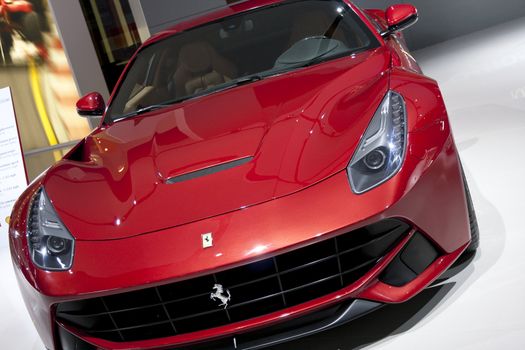 DETROIT - JANUARY 27 :The new 2013 Ferrari F12 Berlinetta at The North American International Auto Show January 27, 2013 in Detroit, Michigan. 