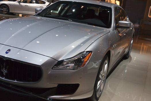 DETROIT - JANUARY 27 :The new 2013 Maserati Quattroporte at The North American International Auto Show January 27, 2013 in Detroit, Michigan. 