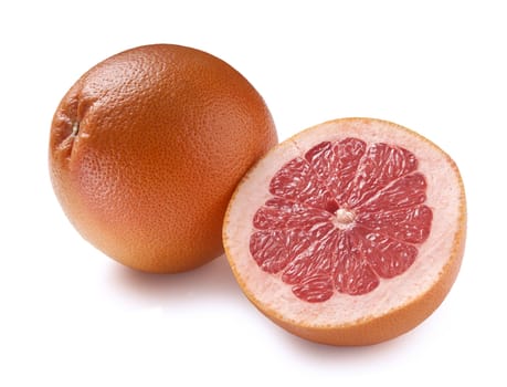 Isolated two fresh grapefruits on the white background
