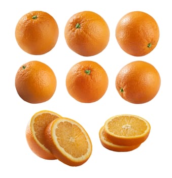 Assorted isolated oranges on the white background