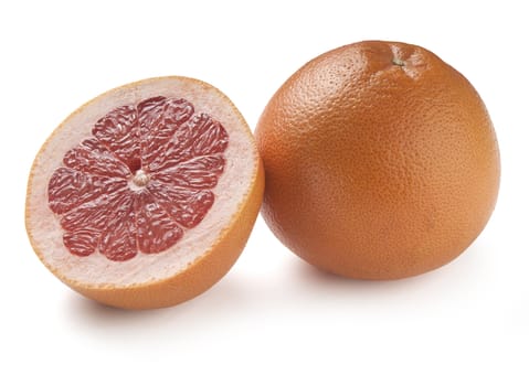 Isolated two fresh grapefruits on the white background