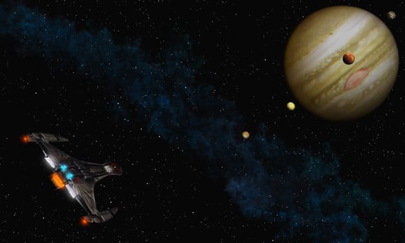 This image shows a spaceship to fly Jupiter