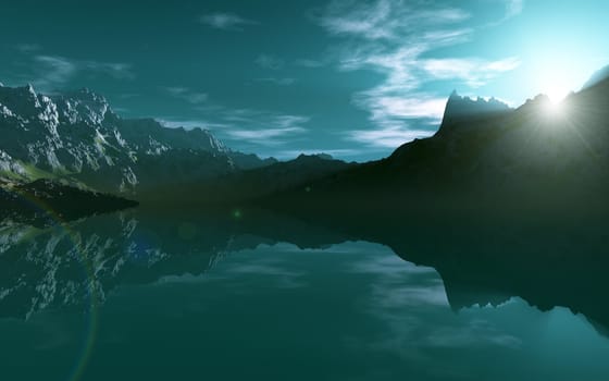 This image shows a mountain sea with reflection