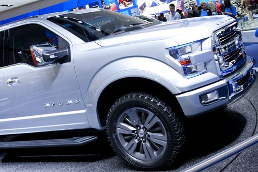 DETROIT - JANUARY 27 :The new Ford Atlas concept pickup truck at The North American International Auto Show January 27, 2013 in Detroit, Michigan. 