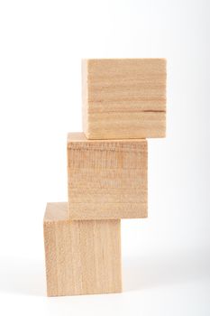 group of wooden blocks on white background