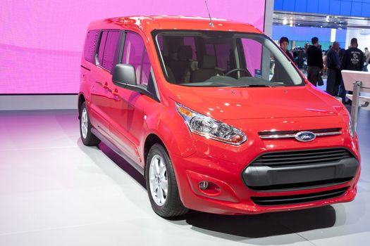 DETROIT - JANUARY 27 :The new 2014 ford transit connect compact van at The North American International Auto Show January 27, 2013 in Detroit, Michigan. 