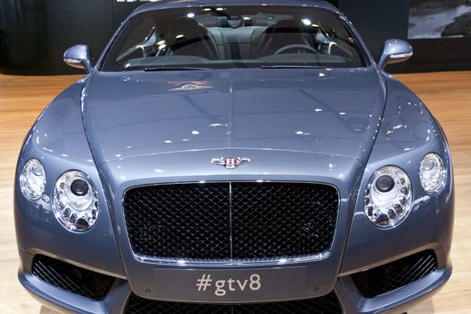 DETROIT - JANUARY 27 :The new 2014 Bentley Continental GT V8 at The North American International Auto Show January 27, 2013 in Detroit, Michigan. 