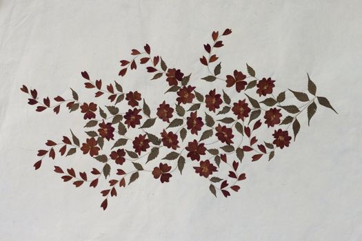 Flower arts on mulberry paper background.