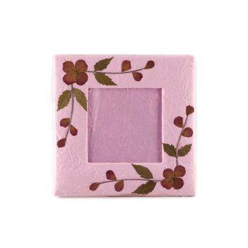 Pink mulberry paper border picture isolated.