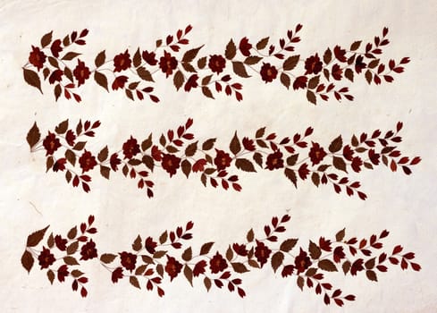 Old Mulberry paper with dry flower art background.