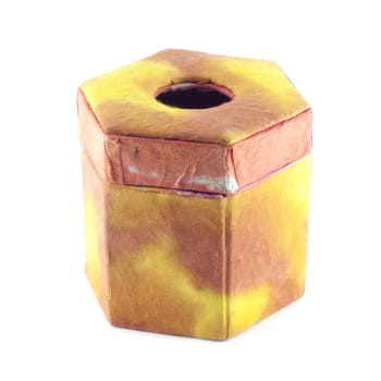 Yellow and orange mulberry paper box isolation, hand made.