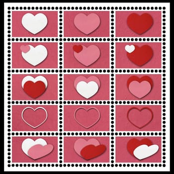 Set of love heart stamps tempate.