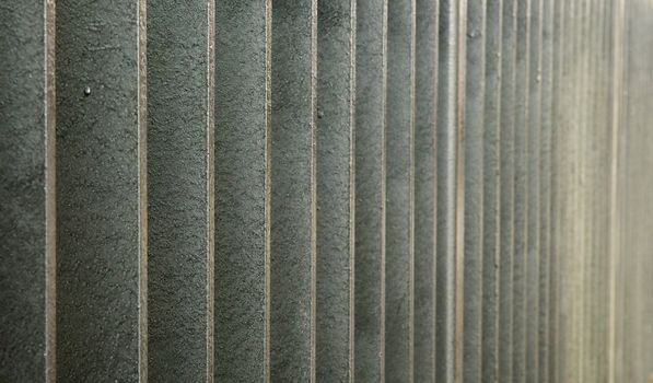 Galvanized Steel bar wall in a diminishing view