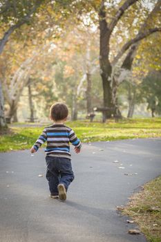 Happy Young Baby Boy Walking in the Park.