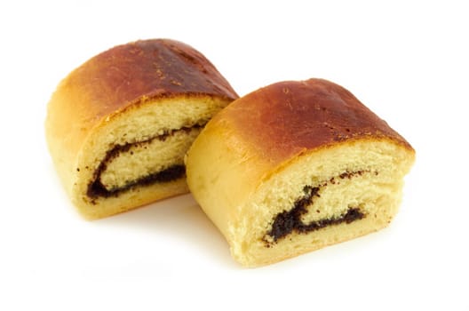 Pie with poppy seeds on a white background of isolation