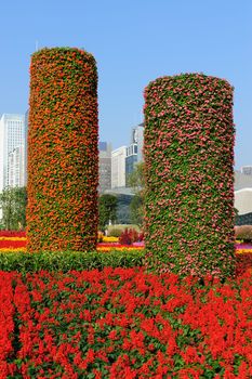 Flowers pillars in Guanghzou City Plaza