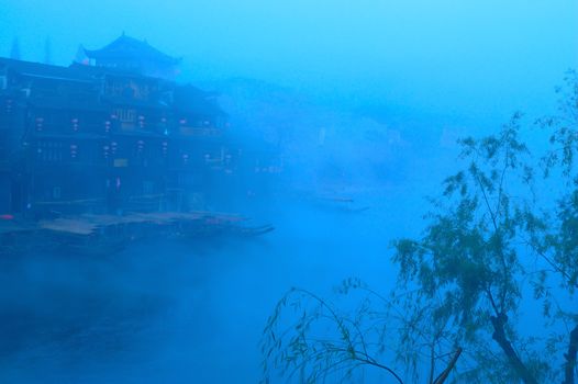 Landscape on the river in Fenghuang county, Hunan province, China