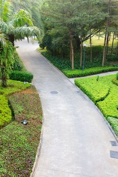 Road in the garden of a modern hotel