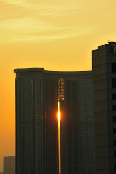 Urban sunset in Guangzhou city of China