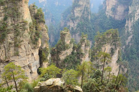 Steep mountain in Zhangjiajie National Forest Park located in Hunan Province, China