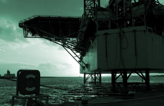 Danish oli rig in the harbor of Esbjerg, Denmark.